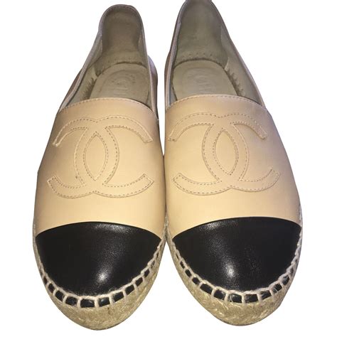 chanel espadrilles leather beige|authentic Chanel espadrilles.